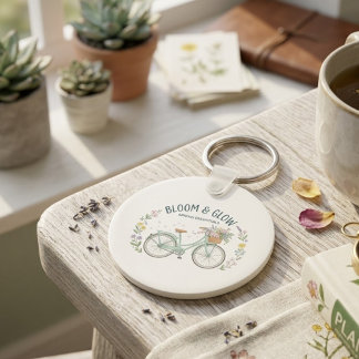 Chaveiro Bloom & Glow Vintage Floral Bicycle Spring Aesthet