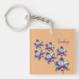 Chaveiro Bloomias Holográficas de Orquídeas Iridescentes