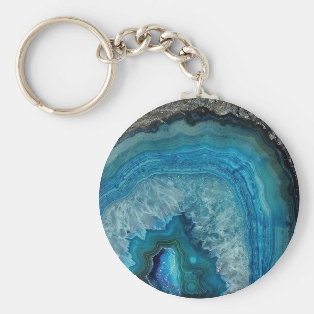 Chaveiro Blue Agate Druse Gemstone (Frente)