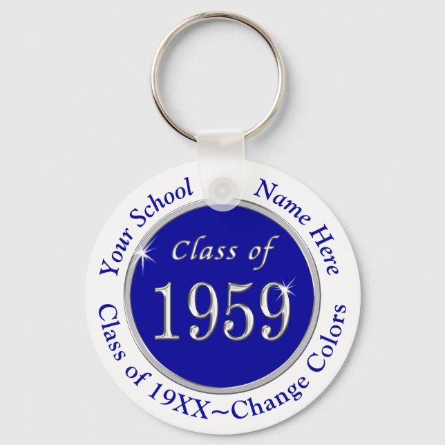Chaveiro Blue and White Class of 1959 Customizable Keychain (Frente)