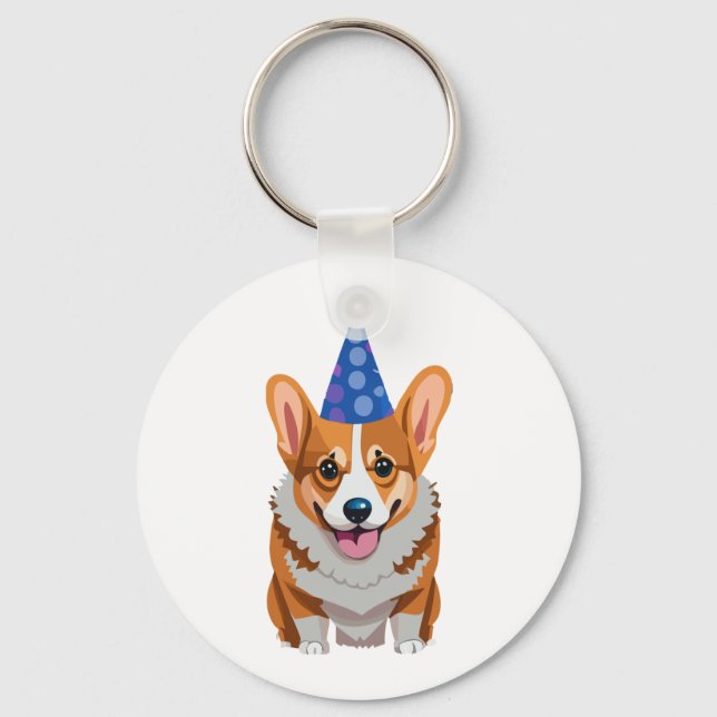 Chaveiro Blue Birthday Corgi Classic T-Shirt (Frente)