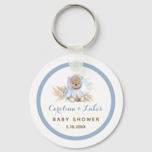 Chaveiro Blue Boho Bear Baby Shower Favors Keychain