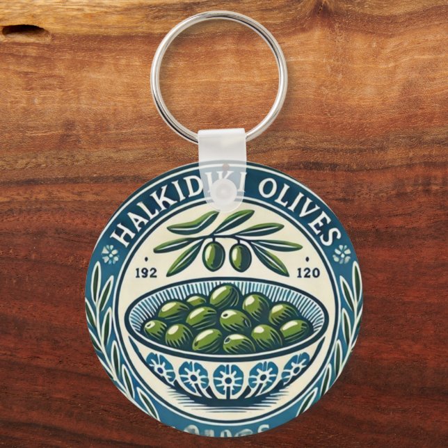 Chaveiro Blue Bowl Greek Olive Picture Design (Frente)
