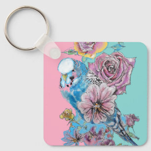 Chaveiro Blue Budget Rosa Fllower Key Ring