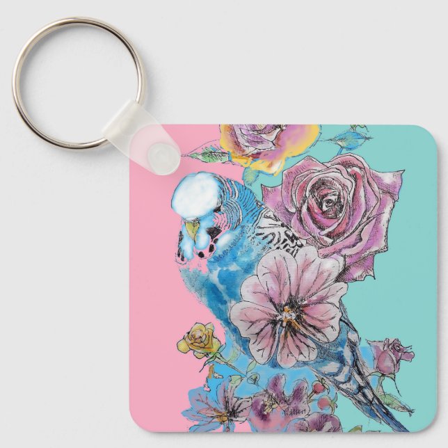 Chaveiro Blue Budget Rosa Fllower Key Ring (Frente)
