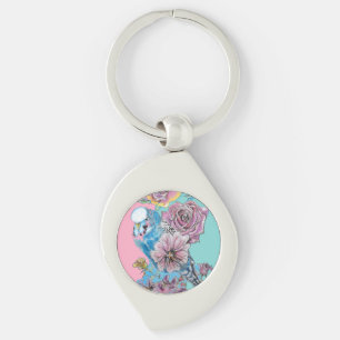 Chaveiro Blue Budget Rosa Fllower Key Ring