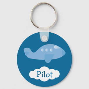 Chaveiro Blue Cartoon Plane Customizable Pilot