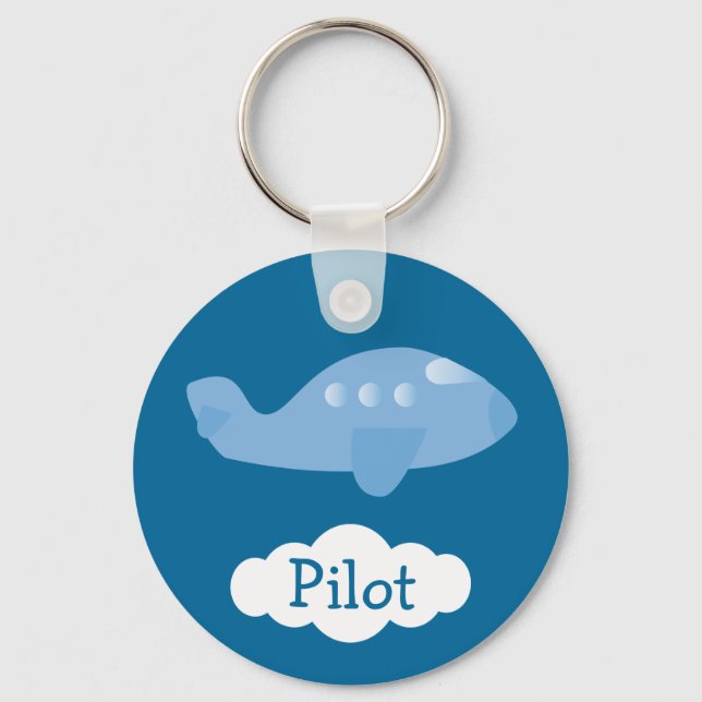 Chaveiro Blue Cartoon Plane Customizable Pilot (Frente)