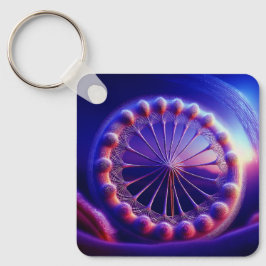 Chaveiro Blue Dandelion Fractal