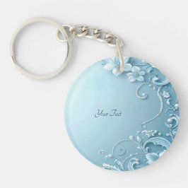 Chaveiro Blue Decorative Floral Keychain