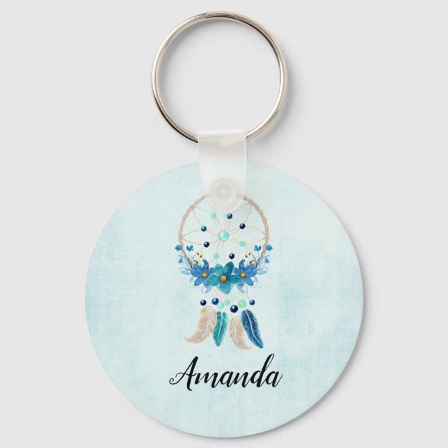 Chaveiro Blue Dreamcatcher Na moda Boho Design (Frente)
