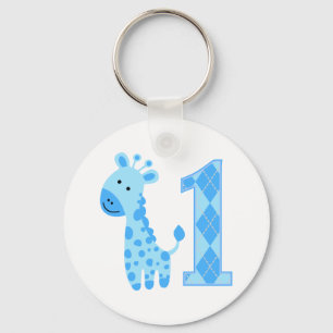 Chaveiro Blue Giraffe Primeiro Aniversário