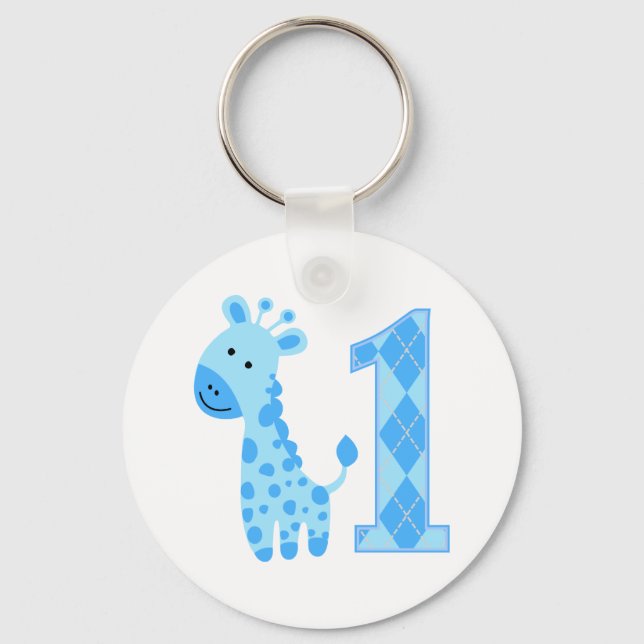 Chaveiro Blue Giraffe Primeiro Aniversário (Frente)
