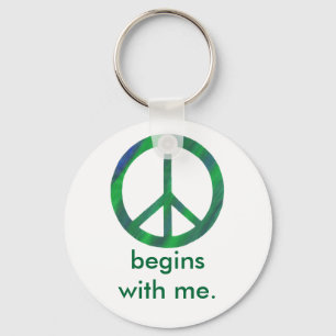 Chaveiro Blue Green Peace Sign, Começa Comigo Cadeias-Chave