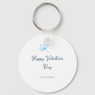 Chaveiro Blue happy Valentine's day love name flower rustic