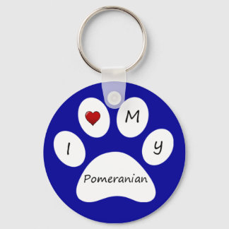Chaveiro Blue I Love My Pomeranian Key Chain