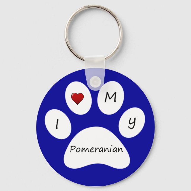Chaveiro Blue I Love My Pomeranian Key Chain (Frente)
