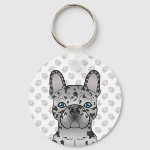 Chaveiro Blue Merle French Buldogue / Frenchie Cartoon Dog