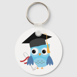 Chaveiro Blue Owl with Diploma Graduation Keychain