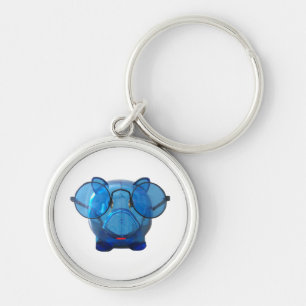Chaveiro Blue Piggy Bank com óculos