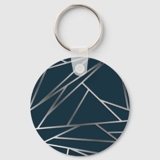 Chaveiro Blue Silver Modern Geométrico