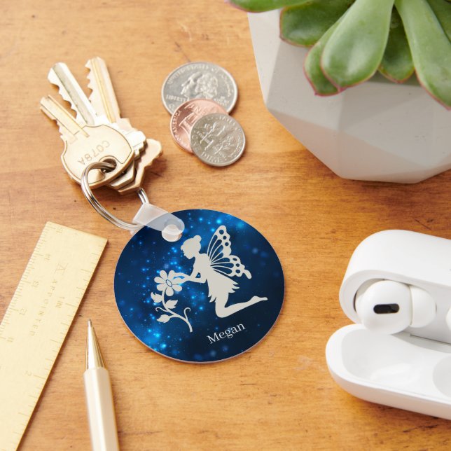 Chaveiro Blue Sparkle Luzes Prateadas Fada (Mesa)