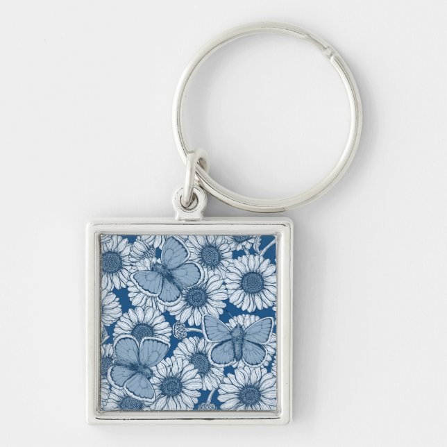 Chaveiro Blue spring, wild flowers, daisies (Frente)