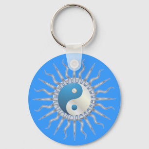 Chaveiro Blue Starburst Yin Yang