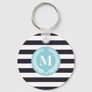 Chaveiro Blue Strirel Wreath Monograma