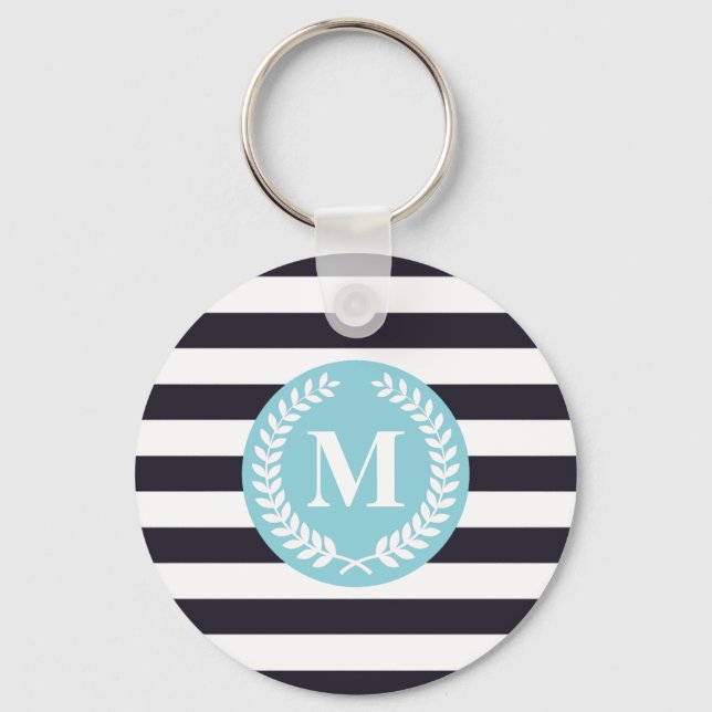 Chaveiro Blue Strirel Wreath Monograma (Frente)