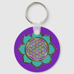 Chaveiro Blume des Lebens Lotus - türkis / roxo