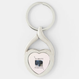 Chaveiro Blush Heart Pet Photo with Paw Prints