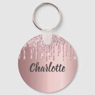 Chaveiro Blush pink glitter drips monogram luxury