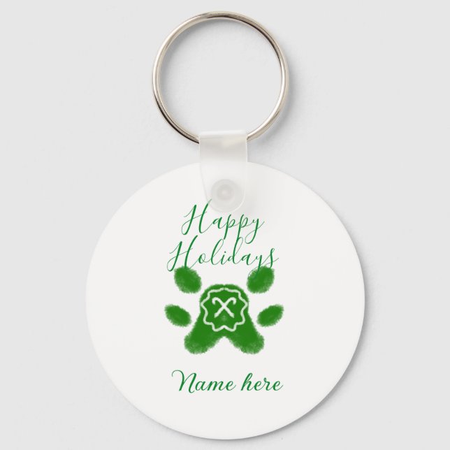 Chaveiro Boas festas, animais de estimação de cães verdes e (Frente)