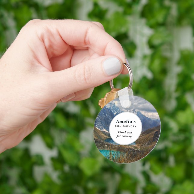 Chaveiro Boas montanhas alpinas Foto Aniversário Obrigado (Mão)