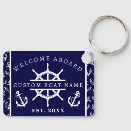 Chaveiro Boas-vindas a bordo âncora azul Marinho náutica