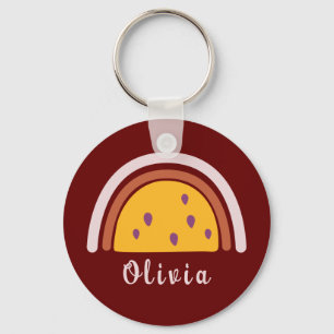 Chaveiro Boho Arco-íris com Nome Personalizado Amarelo