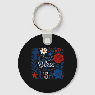 Chaveiro Boho Floral Deus abençoe Nos Eua 4 De Julho Fllowe