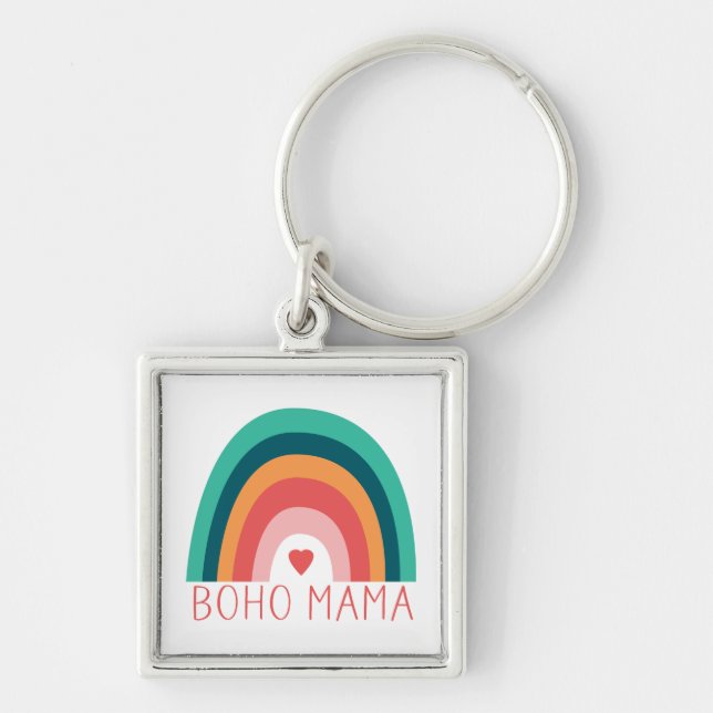 Chaveiro Boho Mama Arco-íris Moderno Cores Brilhantes Tendê (Frente)