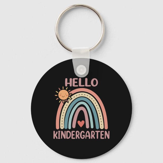 Chaveiro Boho Rainbow Heart For Teachers Women Hello Kinder (Frente)