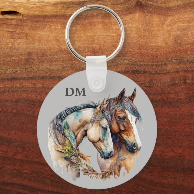 Chaveiro Boho Tribal Feather Hormonas (Frente)