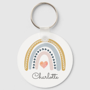 Chaveiro Boho Watercolor Rainbow Personalizado