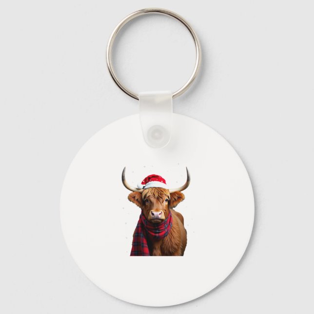 Chaveiro Boho Xmas Christmas Highland Cow T-Shirt (1) (Frente)