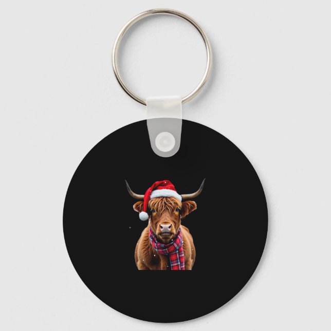 Chaveiro Boho Xmas Christmas Highland Cow T-Shirt (2) (Frente)