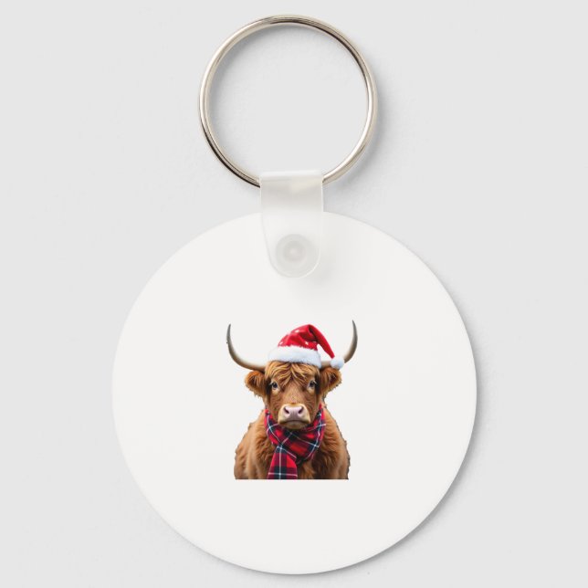 Chaveiro Boho Xmas Christmas Highland Cow T-Shirt (2) (Frente)