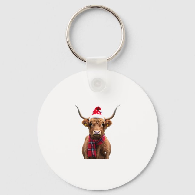 Chaveiro Boho Xmas Christmas Highland Cow T-Shirt (4) (Frente)