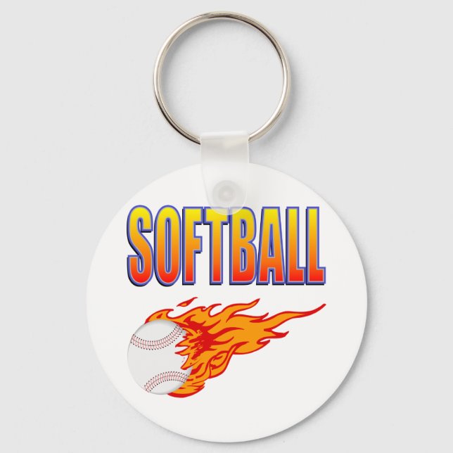 Chaveiro Bola Branca de Flame de Softball (Frente)