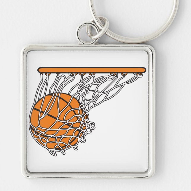 Chaveiro bola de basquete com ilustração do vetor de rede (Frente)