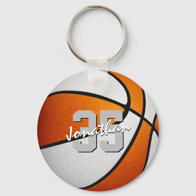 Chaveiro bola de basquete personalizada laranja branca (Frente)