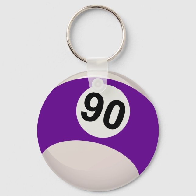 Chaveiro Bola de Bilhares de Número Roxo 90 (Frente)